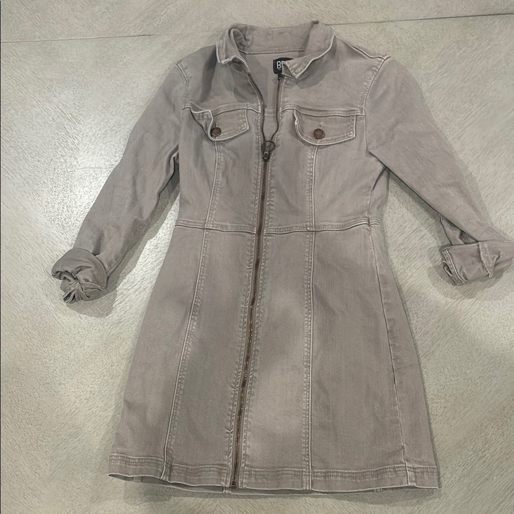BDG taupe denim zip dress
